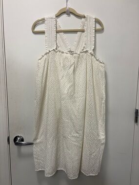 EVERLANE EYELET SMOCKED DRESS WHITE CROCHET LACE DRESS COTTON